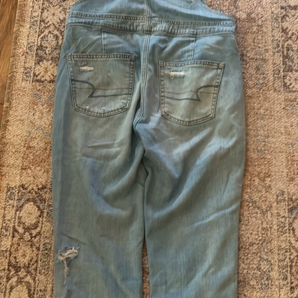 American Eagle Tom Girl Distressed Ripped Blue Womens Overalls Size S - Picture 5 of 6